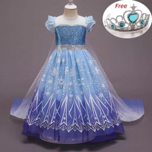 2024 Karneval Prinzessin langes Kleid Mädchen Glitzer Geburtstag Hochzeit Party Kostüm - Bild 1 von 38
