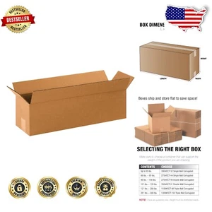 Long Corrugated Shipping Boxes | 22x6x6, Great for Narrow Items - Eco-Friendly - Picture 1 of 7
