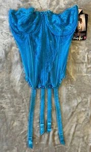 Vtg VANITY FAIR My Fair Fantasy Stretch Lace Sheer Mesh Corset Sz 34 Coquette - Picture 1 of 6