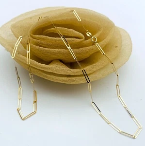 Collar 45 cm oro amarillo 750 18 quilates fino *clip de papel* cadena mujer unisex🧡WOW - Imagen 1 de 4