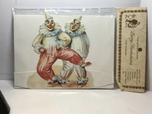 Lot of 6 Victorian Die Cut Clown Cards 5 1/2" Tall/Envelopes - Old Print Factory - Picture 1 of 9