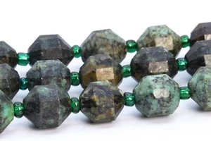 10x8MM African Turquoise Faceted Bicone Barrel Drum Grade A Natural Loose Beads - Picture 1 of 4