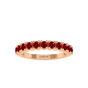 Ruby Anniversary Ring In 14K White Gold (1.21 CTW), Half Eternity Ruby Band - Picture 1 of 12