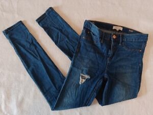 RIVER ISLAND Mid Blue Ripped Molly Jeans Super Skinny Uk Size 10 R Free Uk P&P