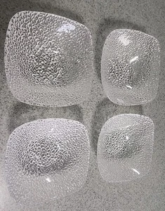 Crate & Barrel 4-Pc Set Textured Bubbles Riviera Glass Bowls.  - Picture 1 of 7