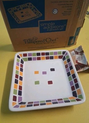 Pampered Chef Tiles Small Square Dish Plate Simple Additions Retired #2024 - Image 1 of 4