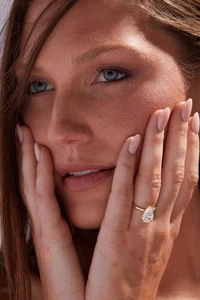 3.00CT W Pear Cut Lab Grown /CVD Diamond Solitaire Wedding Ring 14K Yellow Gold - Picture 1 of 7