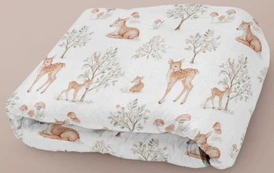 Manta Minky, Escena de Invierno Cervatillo Bebé, Decoración de Guardería, Bebé, Niño Pequeño Regalo Foto 1 de 4