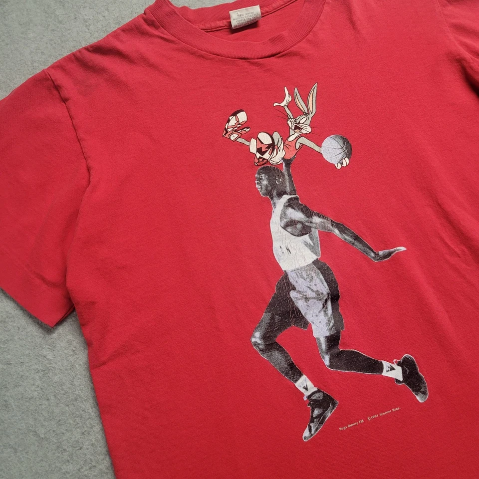 Vintage Hare Jordan & Air Jordan T-Shirt Nike Size Large Youth Red Rare 90s  - Image 1 of 4