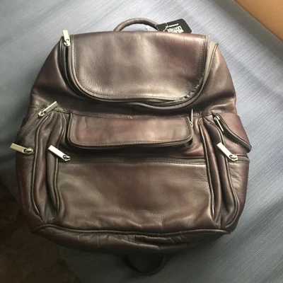 Mochila de Cuero Wilson Cuero Marrón De Colección Suave Gruesa Piel de Cordero Nueva Con Etiqueta Foto 1 de 4