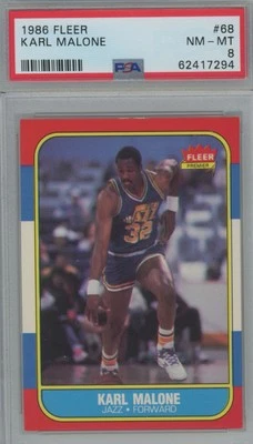 Fleer Karl Malone RC 1986-87 PSA 8 UTAH JAZZ #68 Foto 1 de 2
