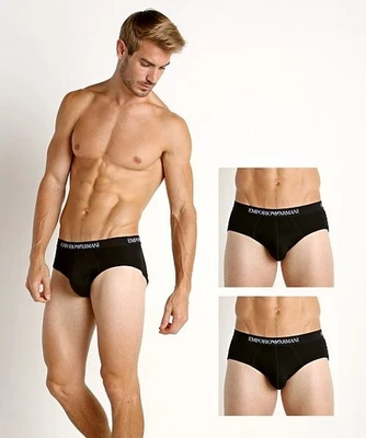 EMPORIO ARMANI HOMBRE ALGODÓN PAQUETE DE 3 CALZONCILLOS ROPA INTERIOR NEGRO # 110824CC722-NUEVO CON ETIQUETAS Foto 1 de 4