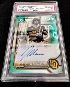 2022 Bowman Draft Chrome JAKOB MARSEE Auto AQUA REFRACT! PSA 10 GEM! 💎 POP 1!🔥 - Picture 1 of 10