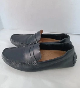 Nordstrom Brody Pebbled Soft Black Leather Slip On Driving Penny Loafer Sz 10M - Picture 1 of 9