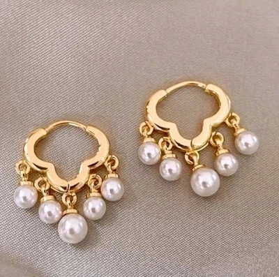 Anthropologie Pearl Rain Cloud Huggie Hoop Earrings  - Image 1 of 3
