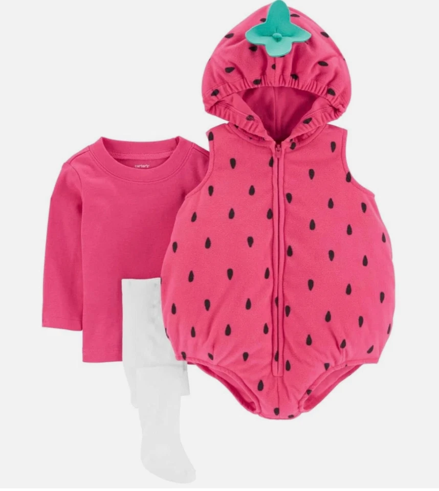Carter's Baby Strawberry Halloween Costume 12 Months Tights Fruit - Image 1 of 4