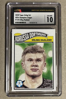 2020 Topps Living Set Erling Haaland CSG CGC 10 GEM MINT #154 - Image 1 of 2