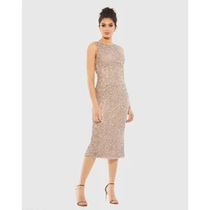 Neu mit Etikett Mac Duggal ärmelloses Midi-Etuikleid mit Pailletten - Größe 2 - Bild 1 von 7