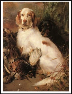 ENGLISH SETTER & GORDON SETTER DOGS LOVELY VINTAGE STYLE DOG ART PRINT POSTER - Picture 1 of 1