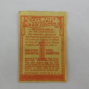 Vintage B&W CouponCard Kool Raleigh Viceroy TOBACCO Card USA Stamp - Bild 1 von 2