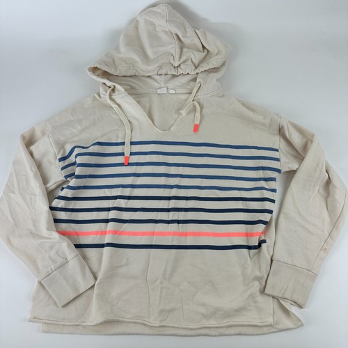 OFF WHITE Felpa con cappuccio Gap donna crema media bianca a righe blu