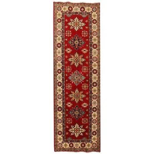 8 FOOT RUNNER 3x8' Beautiful Handmade Cherry Red Kazak Rug Natural Wool Q55 - Picture 1 of 6