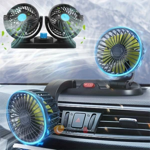 12V Car Cooling Fan Dual Head w/ Cigarette Lighter for Van SUV Boat Auto Vehicle - Picture 1 of 59
