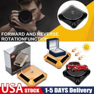 Battery Solar Powered 360° Rotating Turntable Display Stand Jewelry Watch Holder - Picture 1 of 13