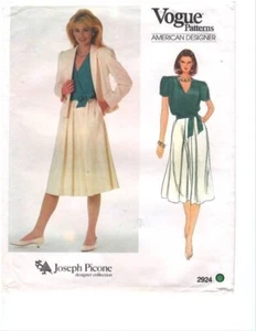 Vogue Pattern 2924 Joseph Picone Jacket Skirt Blouse American Designer 16 Cut - Picture 1 of 2