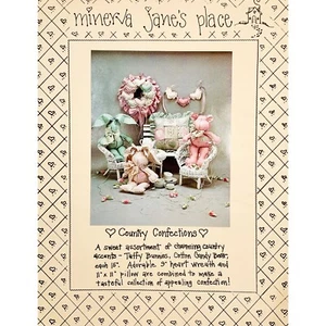 Country Confections Pattern Bunny Bear Dolls Heart Wreath Minerva Janes Place - Picture 1 of 8