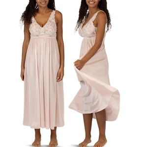 Shadowline Long Lace Bodice Nightgown With Added Support (Large) - Picture 1 of 2