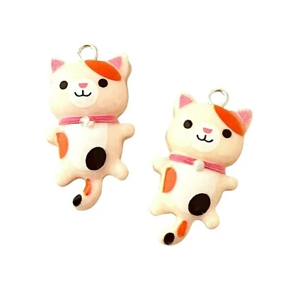 10 Spotted 29x15mm Resin Kitty Cat Lover Feline Kids Craft Bead Charms Pendants - Image 1 of 2