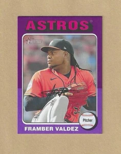 2024 Topps Heritage MINI Framber Valdez #314 PURPLE BORDER PARALLEL 09/15 Astros - Picture 1 of 2