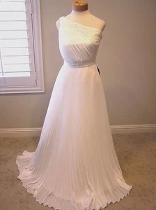 CARMEN MARC VALVO NUEVO $1020 Destino vestido de novia plisado un hombro IV 4 - Imagen 1 de 8