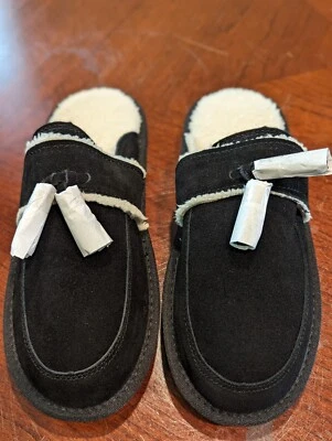 STYLE & COMPANY 女式黑色 Laneyy Split 皮革拖鞋 - 8 码 - 全新 — 第 1/4 张图片