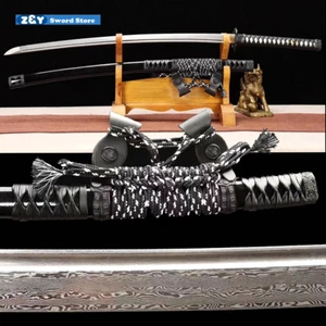 41" Hecho a Mano Tachi Doblado Damasco Acero Japón Samurai Espada Katana Hoja Afilada - Imagen 1 de 12