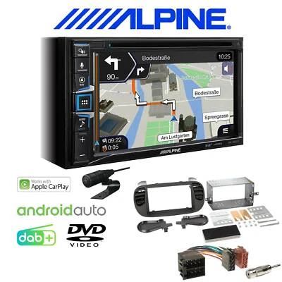 Alpine Autoradio Apple CarPlay Android Auto für Fiat 500 ab 2007 schwarz - Bild 1 von 4