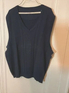 Cutter & Buck Sweater Vest Men’s Navy Xxl 2xl 100% Cotton Textured Cable knit - Picture 1 of 4