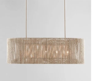 Horchow Abaca Farrington Linear Island Chandelier Modern  Coastal Transitional - Picture 1 of 3