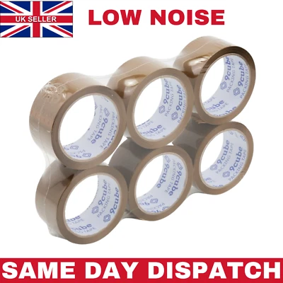 9CUBE Strong LOW NOISE BROWN Packing Tape Carton Sealing Parcel Box Sellotape