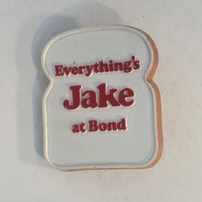 Vintage Bond Bread Shaped Plastic Advertising Pinback Everythings Jake at Bond - Image 1 of 3