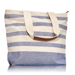 Neu Bath & Body Works Canvas Tote Bag Only blau weiß gestreift Sommertasche - Bild 1 von 6