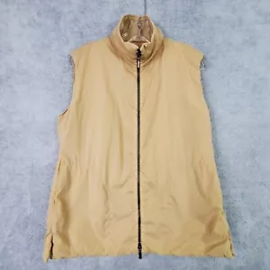 Donna Karan Signature Womens Top Small Beige Vest Mock Neck Zip Up Light Puffer - Picture 1 of 22