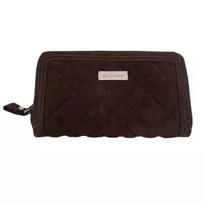 Vera Bradley Clutch Wallet Brown Quilted Accordion Animal Print Zipper 4.5" x 8" - Picture 1 of 10