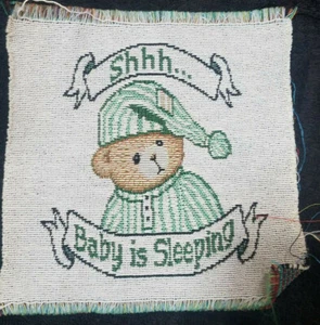 Shhh Baby schläft Bär unvollendet Wandteppich Webstoff Wandbehang Kissen - Bild 1 von 2