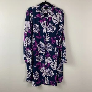 Alfani Long Crepe Floral Tunic Blouse Size XXL Blue Purple Long Sleeve - Picture 1 of 10