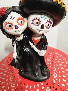 FIGURINA GIORNO DEI MORTI UOMO E DONNA 8" RESINA decorazione Halloween - Foto 1 di 5