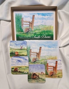 Sussex Hedgehog Gift Set: Includes illustrated Book, coasters, greeting card - Picture 1 of 11