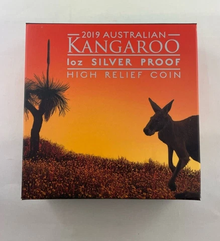 2019 AUSTRALIAN KANGAROO SILVER PROOF HIGH RELIEF COIN - COMPLETE!! Cover