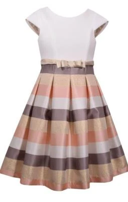 JESSICA ANN BONNIE JEAN Little Girls 6 Metallic Stripe Dress NWT $60 - Image 1 of 3